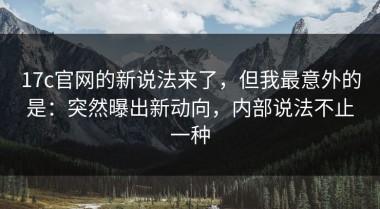 17c官网的新说法来了，但我最意外的是：突然曝出新动向，内部说法不止一种