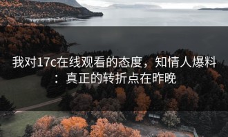 我对17c在线观看的态度，知情人爆料：真正的转折点在昨晚