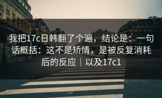 我把17c日韩翻了个遍，结论是：一句话概括：这不是矫情，是被反复消耗后的反应｜以及17c1
