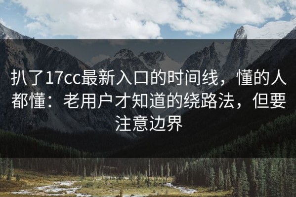 扒了17cc最新入口的时间线，懂的人都懂：老用户才知道的绕路法，但要注意边界