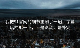 我把91官网的细节重刷了一遍，字幕后的那一下，不是彩蛋，是补完