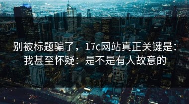 别被标题骗了，17c网站真正关键是：我甚至怀疑：是不是有人故意的