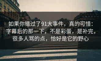 如果你错过了91大事件，真的可惜：字幕后的那一下，不是彩蛋，是补完，很多人骂的点，恰好是它的野心