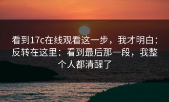 看到17c在线观看这一步，我才明白：反转在这里：看到最后那一段，我整个人都清醒了