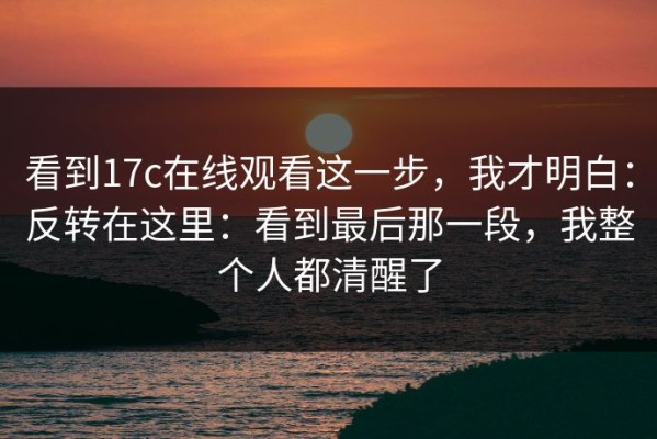 看到17c在线观看这一步，我才明白：反转在这里：看到最后那一段，我整个人都清醒了