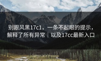 别跟风黑17c1，一条不起眼的提示，解释了所有异常｜以及17cc最新入口