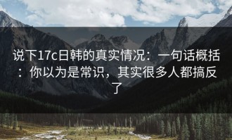说下17c日韩的真实情况：一句话概括：你以为是常识，其实很多人都搞反了