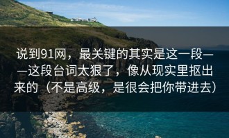 说到91网，最关键的其实是这一段——这段台词太狠了，像从现实里抠出来的（不是高级，是很会把你带进去）