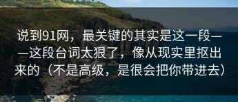 说到91网，最关键的其实是这一段——这段台词太狠了，像从现实里抠出来的（不是高级，是很会把你带进去）