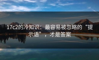 17c2的冷知识：最容易被忽略的“提示语”，才是答案