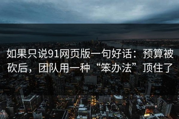 如果只说91网页版一句好话：预算被砍后，团队用一种“笨办法”顶住了