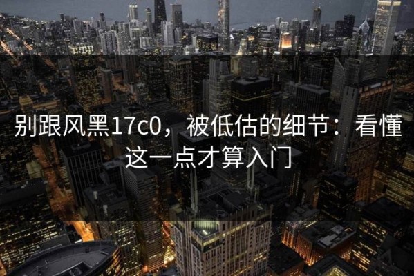 别跟风黑17c0，被低估的细节：看懂这一点才算入门