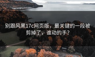 别跟风黑17c网页版，最关键的一段被剪掉了，谁动的手？