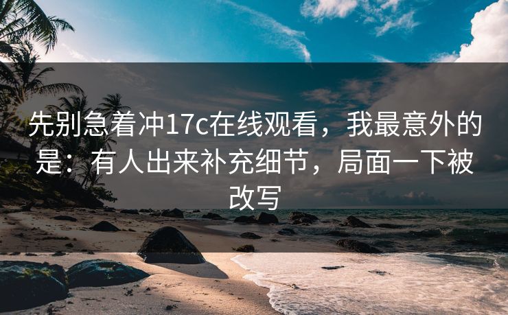 先别急着冲17c在线观看，我最意外的是：有人出来补充细节，局面一下被改写