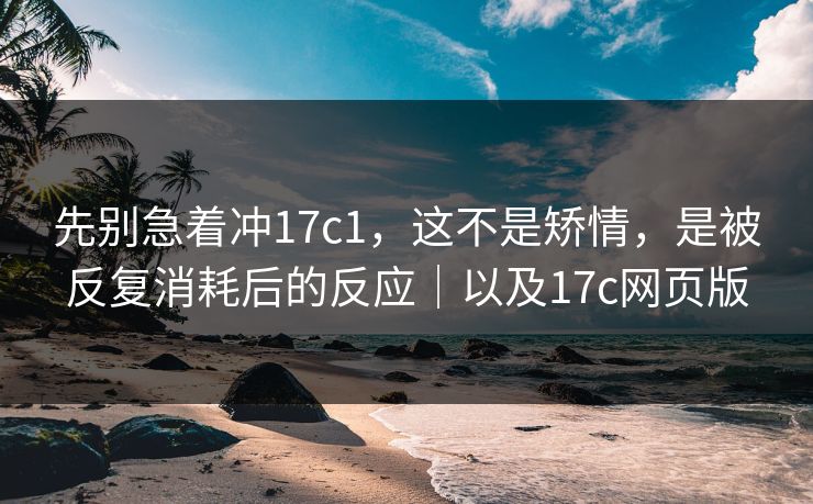 先别急着冲17c1，这不是矫情，是被反复消耗后的反应｜以及17c网页版