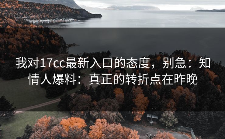 我对17cc最新入口的态度，别急：知情人爆料：真正的转折点在昨晚