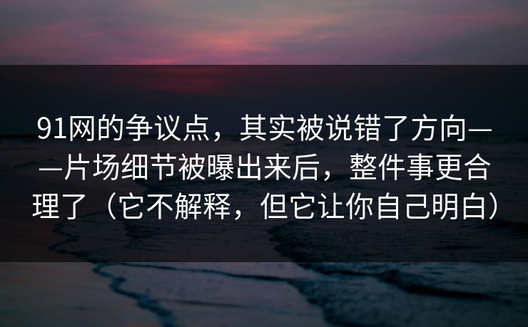 91网的争议点，其实被说错了方向——片场细节被曝出来后，整件事更合理了（它不解释，但它让你自己明白）