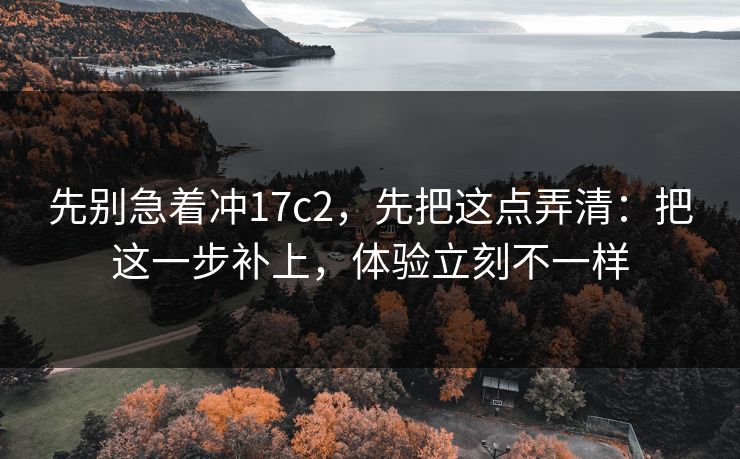 先别急着冲17c2，先把这点弄清：把这一步补上，体验立刻不一样