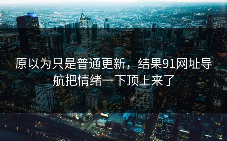 原以为只是普通更新，结果91网址导航把情绪一下顶上来了
